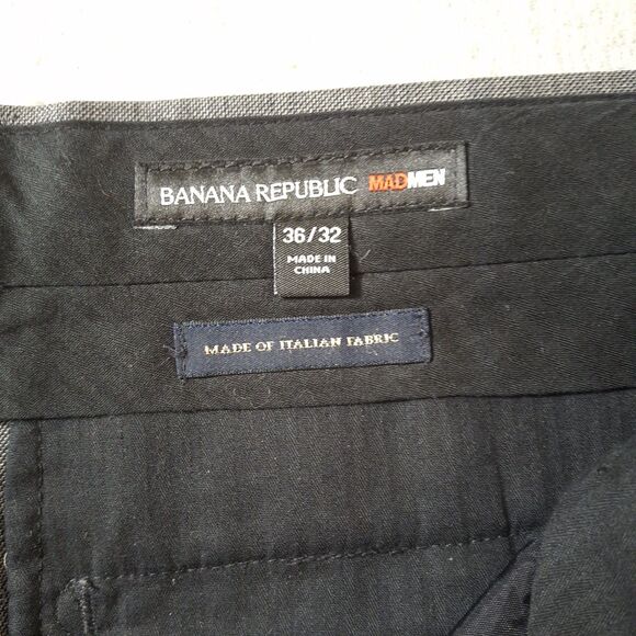 Banana Republic MadMen Dress Pants Mens 36x32 Gray Wool Pinstripe Slacks - Picture 9 of 12